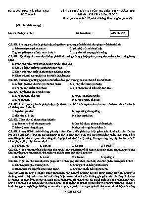 Đề thi thử Tốt nghiệp THPT môn Giáo dục công dân - Mã đề 423 - Năm học 2020-2021 - Sở giáo dục và đào tạo Bắc Ninh (Có đáp án)